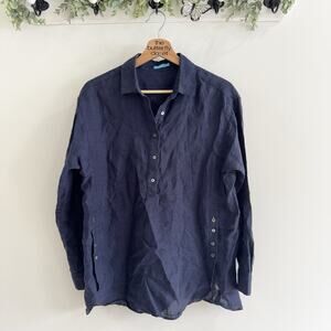 J. McLaughlin Navy Blue Fallon Linen Popover Oversized Tunic Small NWOT